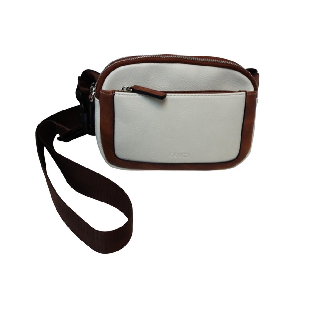 White & Camel Brown Waist/Hip Bag – Adjustable Strap